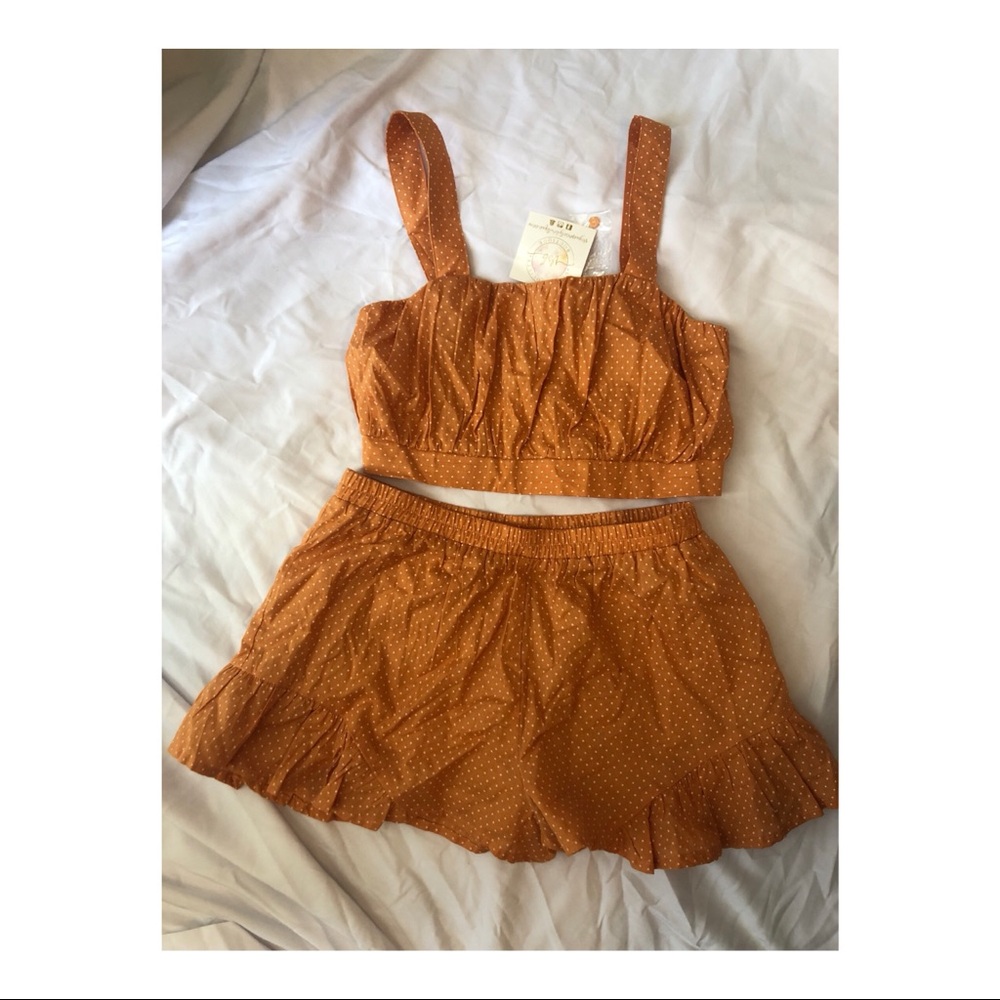 Tangerine Two Piece Romper/outfit